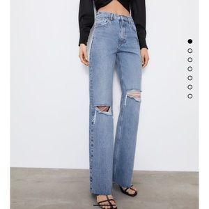 Zara High Rise Wide Leg Full Length Jeans